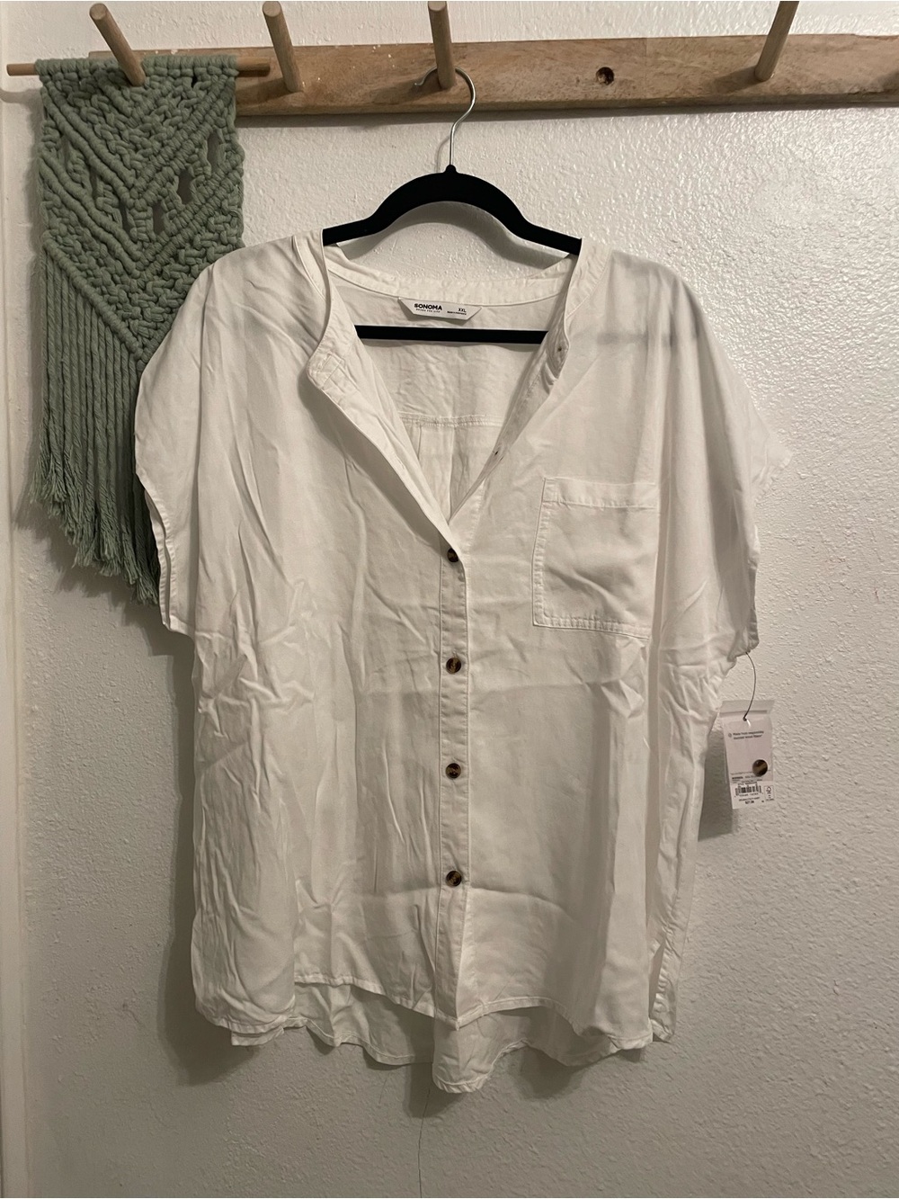 Sonoma White Casual Short-Sleeve Button-Down Shirt